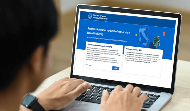 La schermata iniziale della piattaforma SIISL