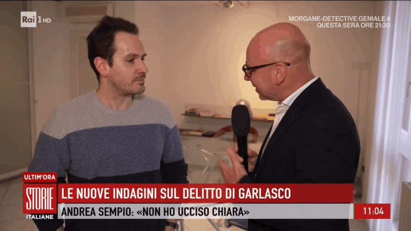 Andrea Sempio in una delle tante interviste che hanno riguardato il caso di Garlasco